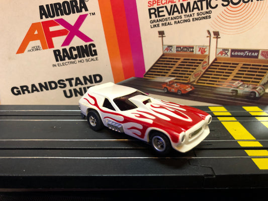 AFX Vega Funny Car Slot Car-Wh/Red Flames