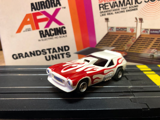 AFX Vega Funny Car Slot Car-Wh/Red Flames