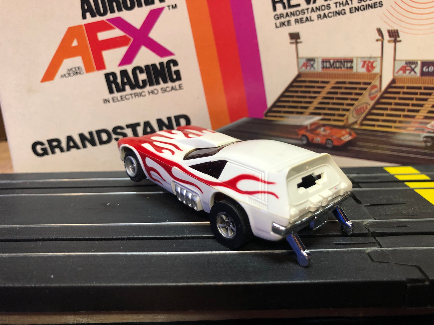 AFX Vega Van Gasser Car Slot Car-Wh/Red Flames