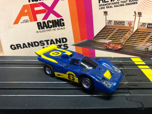 AFX Ferrari 512M Slot Car-Blue/Yellow