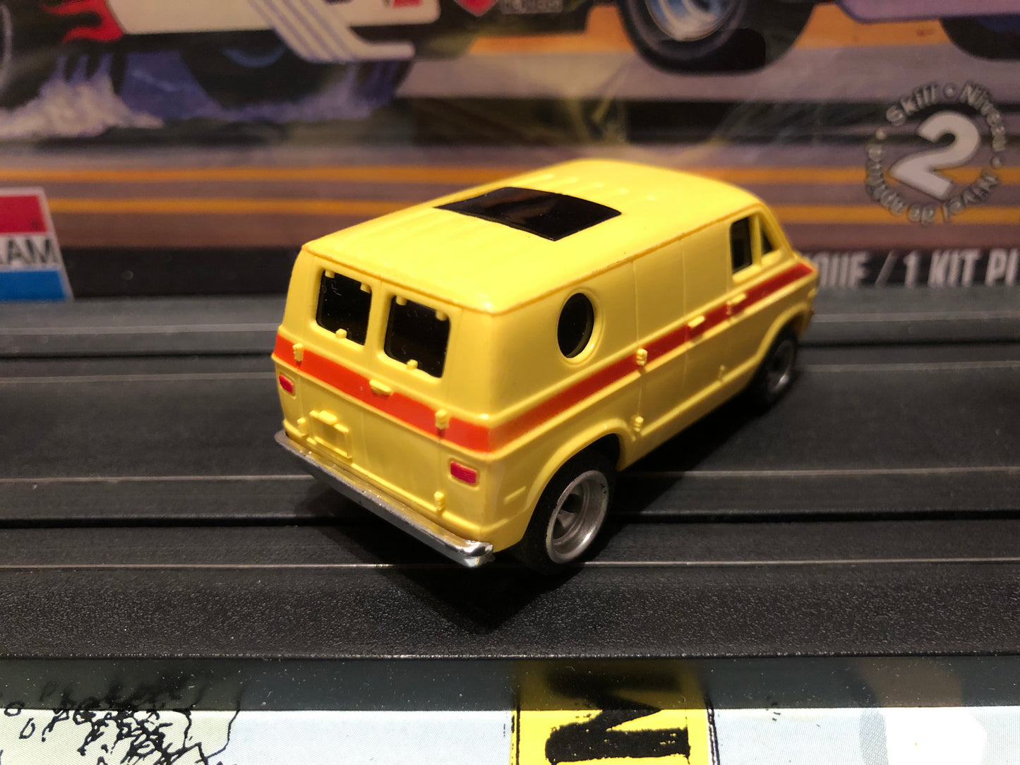 AFX Dodge Van Slot Car-Yellow