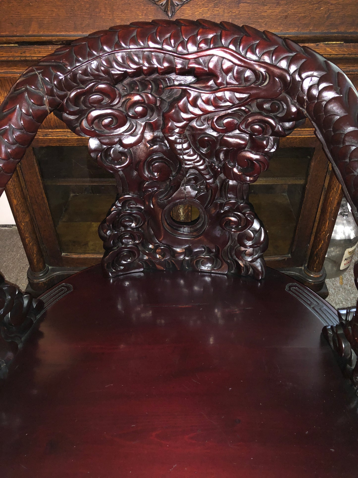 Carved Wood Dragon Chair