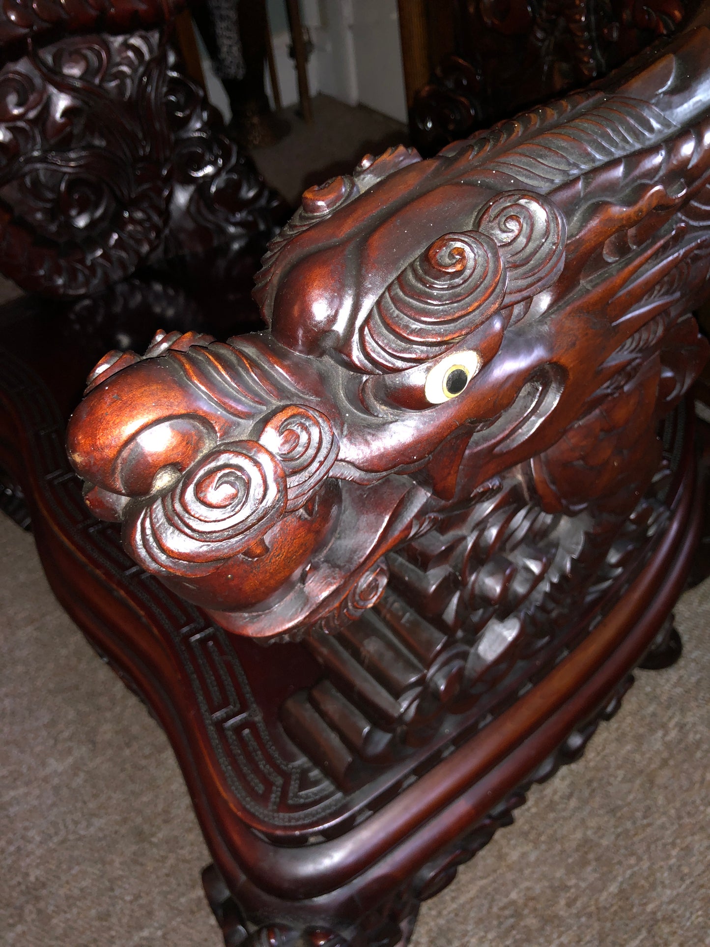 Carved Wood Dragon Chair