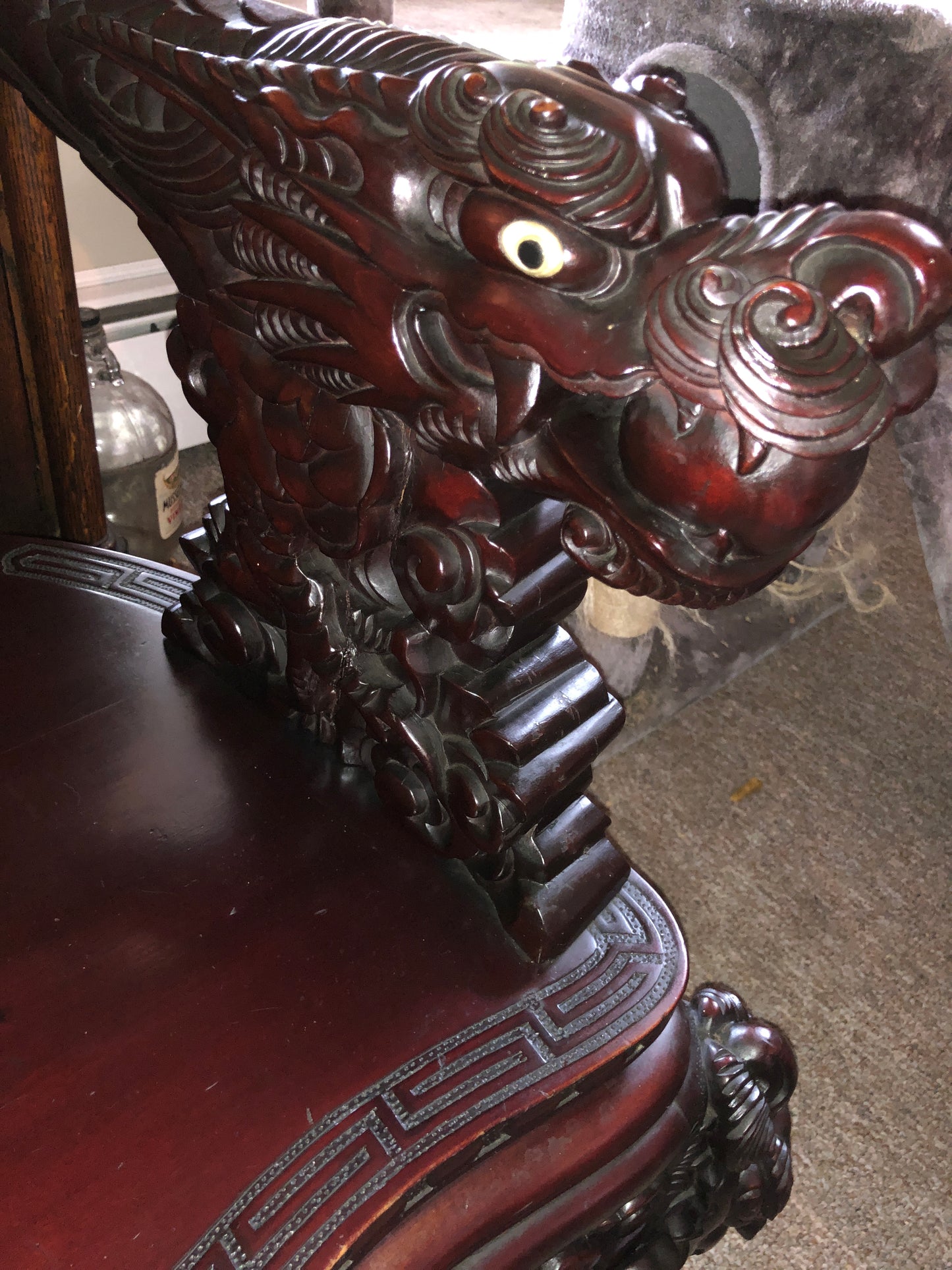 Carved Wood Dragon Chair