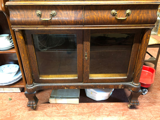 Oak Slant Top Desk w/Glass Doors