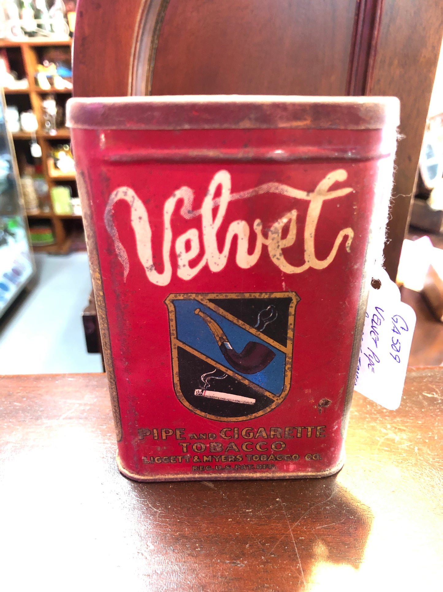 Velvet Pipe and Cigarette Tobacco Tin