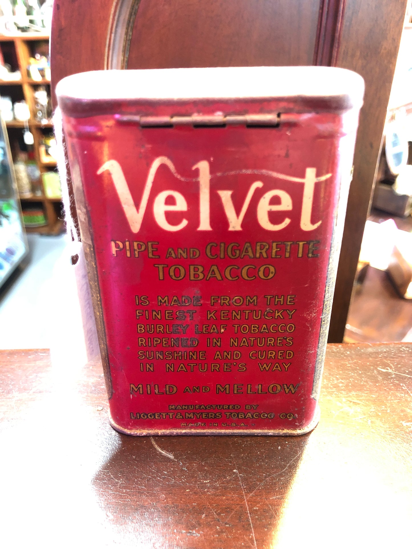 Velvet Pipe and Cigarette Tobacco Tin