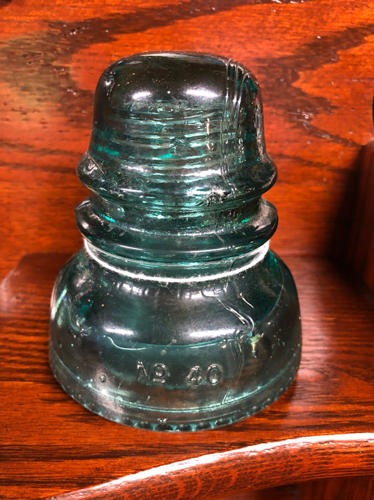 Hemingray #40 Glass Insulator-Blue