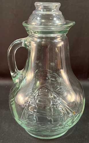 Vintage Glass Pitcher W/Clipper Ship Embossed