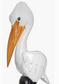 Wood Hand Carved Pelican On Post