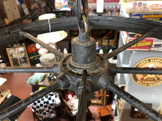 Metal Wagon Wheel Ceiling Light