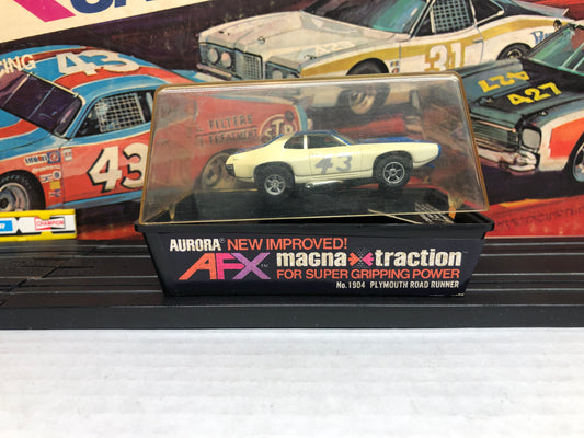 AFX #43 Plymouth Road Runner Slot Car w/ Original Display Cube