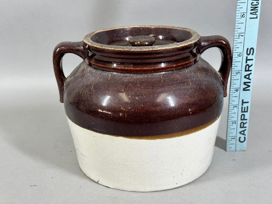 Blue Crown Stoneware Bean Pot w/ Lid