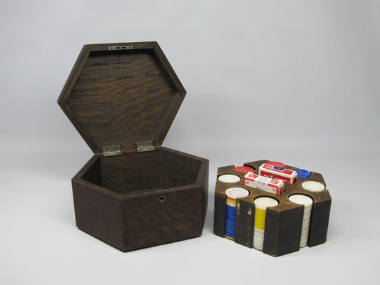 Poker Chip and Playing Card Wood Storage Box