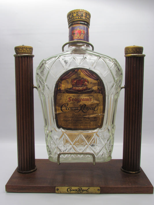 Vintage Seagrams Crown Royal Bottle with Cradle Dispenser