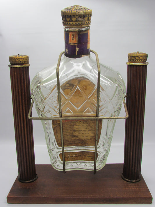 Vintage Seagrams Crown Royal Bottle with Cradle Dispenser