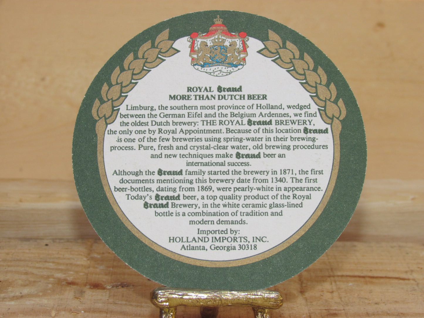 Holland Brand Beer Coaster