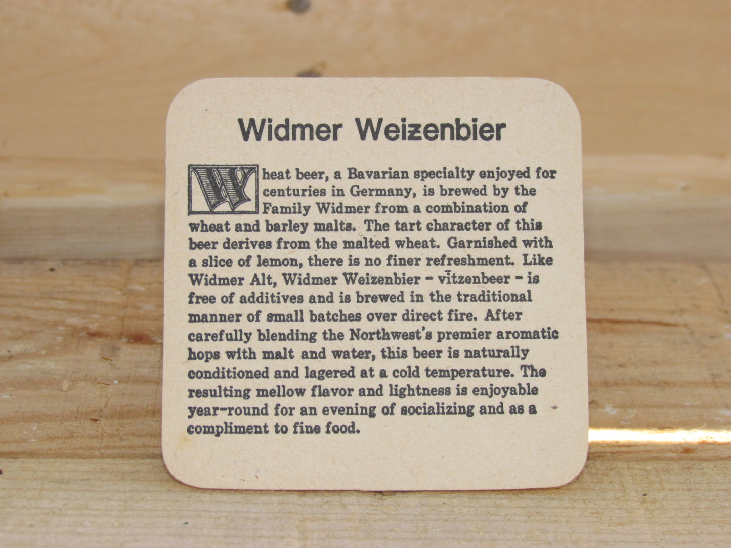 Widmer Brewing Company Coaster