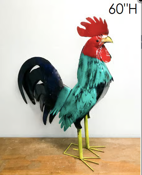 60'' Turquoise & Black Rooster